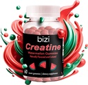 Bizi Creatine Watermelon Gummies for Men & Women, Creatine Monohydrate Gummies, Watermelon Flavor Creatine Gummy, Trense, Lihaskasvu, & Recovery Supplement, Vegan & Gluteenittomat (60 ct)