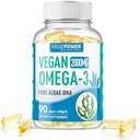 Vegan Omega-3 Algae DHA Lisäravinteet - 2000mg Algae Oil, Plant-Based Prenatal Algal DHA, 90 Carragenan Free Softgels - Kestävä kalaöljy Vaihtoehtoiset tuet aivot, sydän, silmät, Joint Health