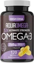 5X Lopullinen vahvuus Omega 3 Kalaöljy täydentää EPA ja DHA Omega-3 rasvahapot ja D-vitamiini, Burpless Fish Oil Omega3 korkea DHA lisäravinteet, makuamaton Omega3 täydentää, 120 Softgels