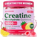 Creatiini naisille, Creatiini Monohydraatti Gummies Collagen, D3-vitamiinia ja kalsiumia lihaksille, Booty & Energy, makusokeria ilmaiseksi Creatiini Gummies Post & Pre workout täydentää naisille, 120 Ct