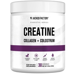 Jacked Factory Creatine naisille - Creatiini Monohydraatti Collagen + Colostrum tukemaan harjoittelun suorituskykyä, lean lihasten kasvua, terve hiukset, iho, & kynnet - 30 tarjoiluja, makuamaton