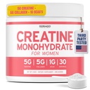 Kreatiini naisille Creatiini Monohydraatti jauhe 5G + 5000 mg Collagen + 1000 mg BCAA 2:1:1:1 Jauhe (30 Serving) Tuki Glutes, Lean lihakset, Recovery, energia & kestävyys ei-GMO, Gluteeniton - USA Made