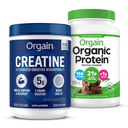 Orgain Creatiini Monohydraatti Powder (17.64 Oz, 100 Servings) & Organic Vegan Chocolate Fudge Protein Powder (2.03 lb) Bundle - Kasvien proteiini & lihastuki