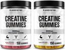 Jacked Factory Creatine Monohydraatti Gummies 5g Päivittäinen annos (1g per Gummy) - Creatine Gummy miehille ja naisille, Vegan-ystävällinen, Matkustaa ystävällisesti, Kolmannen osapuolen testattu - 150 Gummies, Watermelon & Lemon