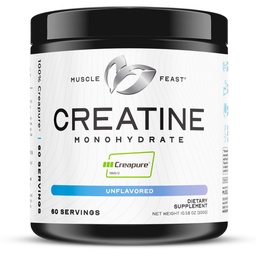 Muscle Feast Creapure Creatine Monohydrate Powder, Vegan Keto Friendly Gluten-Free, Mass Gainer, Muscle Recovery Supplement och Trusted Creatine för muskeltillväxt, Kreatinpulver, Osmakad, 300g