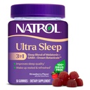 Natrol Ultra Sleep 3-in-1 100% Drug-free Sleep Aid Blend Melatonin, GABA & kasvitieteelliset, ravintolisä, non-Ibit Forming, 50 Gummy
