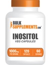 BulkSupplements.com Inositoli kapselit - B8-vitamiini, Inositoli 1000 mg kokonaiswellness - Gluteeniton, 2 kapselia per tarjoilu, 120 Count (Pack of 1)