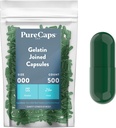 Purecaps USA - Tyhjä liivate Pill kapselit Koko 000... 500 Liittyneet pillerit... Green...