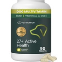 VetriScience 27+ Aktiivinen terveys purutabletit, koira Plus päivittäin monivitamiinia koiranpennuille ja aikuisille, tasapainotetut vitamiinit, mineraalit ja antioksidantit, terveys- ja hyvinvointituki, Ankka, 90