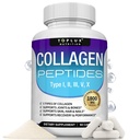 Toplux Multi Collagen Peptides pillereitä 1800 Mg Complex - tyyppi I, II, III, V, X Premium Collagen Complex parempaan ihoon ja hiuksiin, vahva nivel, hydrolysoitu proteiini, miesten naisille, 90 kapselia, täydentää