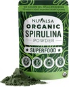 Nuvalsa Organic Spirulina Powder 1lb 100% Puhdas Superfood Superfood Superfood Support from Blue Green Algae Non GMO for Smoothie & Protein Drink, Vegan & USDA Certified Organic - 100 Servings