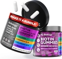 Biotiini hiusten kasvu Bundle - Biotiini vitamiineja & Keratin kapselit + hiukset Gummies Collagen & Astragus - hiukset ihon kynnet vitamiineja naisille & miesten 60 Caps + 60 Gummies