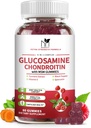 Glukosamiini Chondroitin Gummies Triple Strength (1 000 mg Glukosamiini 750 mg Chondroitin) kanssa MSM, Turmeeric, Quercetin, E-vitamiini, Joint Support Supplement, Antioksidantti 60 Gummies Vadelma maku