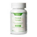 B-vitamiinikompleksi, jossa on B1-, B2-, B3-, B5-, B6-, B12-, foolihappo, koliini, sinkki, kalsium, inositoli, aivojen ja sydämen terveyteen, immuuniterveyteen ja solujen energiatukeen, 60 tablettia