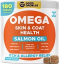 Omega 3 Fish Oil for Dog (180 Ct) - Skin & Coat Chews - Kuiva & Kutittava ihon Relief + Allergia tuki - Kiiltävät takit - EPA&DHA rasvahapot - Natural Salmon Oil Chews Mainostaa sydän, hip & Joint Support