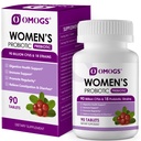 OMOGS Naisten probiootti, jossa karpalouute, orgaaninen prebiootit & C-vitamiini, 90 miljardia PMY,18 kanta, apuna immuuni, ruoansulatus, Gut Health & Women's Health, Gluten & Soy Free,90 tablettia