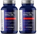 100% Pure Krill Oil 1000MG 120-päivä tarjonta Double Strength 56% Fospholipidit Astaksantiini Sustainable Antarktis SuperbaBoost Omega 3 EPA DHA Heart Brain ihonhoito, kolmannen osapuolen testattu, Ei kalaöljy