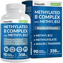 Methylated B Complex with Methylfolate and B12 Methylcobalamin 1000 mikrog - Methylated Multivitamiini for Energy, Brain Function, and Wellness - B-vitamiini Complex for Men & Women (90 palvelinta) (Pakkaus 1)
