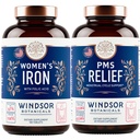 WINDSOR BOTANICALS Iron Supplement ja PMS Relief Bundle naisille