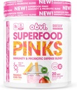 Obvi Superfood Pinks Probiootti Blend ... Rikas antioksidantteja, adaptogeeneja, digestiivinen enzyme Blend, Immuunituki, Gut Health Keto, Gluteeniton, Ei sokeria, 10 miljardia PMY Mango Iced Tea, 20 tarjoilua