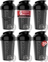 VELOMIX -6 PACK- Shaker Cups for Protein Shakes 20 oz - 6x Wire Whisk 
