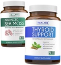Kilpirauhasen tuki- ja merisammalevyö - Sea Moss Kilpirauhasen hoito- Pack - Kilpirauhasen tuki Jodi (120 Caps) & Irish Sea Moss Kapselit - Raw Vegan täydentää BioPerine (ei-GMO & Organic)