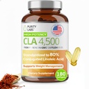 Puhtaus Labs CLA lisäravinteet 4500MG - Ei-GMO Safloriöljy - Tukee energiaa, painon menetys, sydänterveys, ja lihasten terveys - 180 Pehmeät geelit