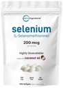 Micro Ingredients Selenium Supplements for Women & Men 200mcg, 500 Softgels with Coconut Oil 