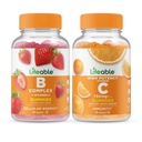 Elinkelpoinen B Complex + C-vitamiini 750 mg, Gummies Bundle - Suuri maku, vitamiini täydentää, Gluteeniton, GMO vapaa, pureskeltava