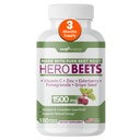 Gade Nutrition Hero Beets - juurien kapselit 1500 mg - Organic Beet Root Powder + C-vitamiini Sinkki, Elderberry, Pomegranaatti, Rypäleen siemenuute - 3 kuukauden tarjonta