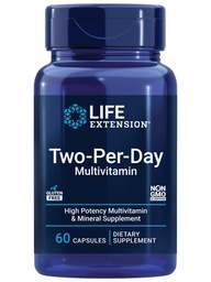 Life Extension Two-Per-Day Multivitamin - för hjärta, hjärna, blodkärl och cellulär hälsa - Vitaminer och mineraler för välbefinnande - två per dag - Glutenfri - Icke-GMO - 60 kapslar