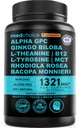 12-in-1 Nootropic Brain Supplement kofeiini Vedetön: Ginkgo Biloba aivojen tukea, muistia ja keskittyä - B12, Alpha GPC, L Theanine ja koliini täydentää Bioperine 1321 mg (60ct)