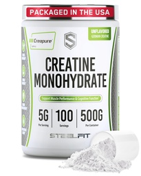 SteelFit Creapure Creatiini Monohydraatti Powder, makuamaton - Saksan Micronized Creatiini Powder for Men & Women - Gym harjoitus Nutritional lisäravinteet lihasten kasvua, aivojen terveys & voima Building