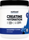 Nutricost Kreatiini Monohydraatti + nesteytys Sininen vadelma maustettu (30 tarjoilua) - 7 vitamiinit & mineraalit, 5000 mg Creatiini per tarjoilu