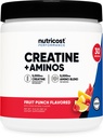 Nutricost Creatiini + Aminos 30 Tarjoilut (Fruit Punch Flavored) - 5 000 mg Creatiini Monohydraatti + 5000 mg Amino BCAA Blend Per Serving