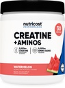Nutricost Creatiini + Aminos 30 Tarjoilut (Watermelon Flavored) - 5 000 mg Creatiini Monohydraatti + 5000 mg Amino BCAA Blend Per Serving