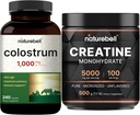 NatureBell Creatine Monohydraatti Powder & Colostrum 240 kapselia 1000 mg Per tarjoilu Bundle Pack ...