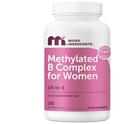 Micro Ingredients Methylated B Complex for Women, 240 Kasvissyöjäkapselia ... Aktivoidut B-vitamiinit metyylifolaatilla, metyyli B12: lla, DIM: lla ja inositolikompleksilla...