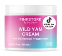 Pink Stork Wild Yam Cream - Natural Hormone Balance for Women - PMS, hedelmällisyys, perimenopaussit, vaihdevuodet - Bioidenttinen Cream - Tuoksumaton, 4 oz