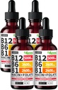 (4 pakkaus) B12-vitamiinia ja B6-vitamiinia nestemäisiä tihkuja, B12-sublinguaalinen B-vitamiinikompleksi - B12-vitamiini 5000 mcg - B12-metyylikobalamiinia energia-, aivo- ja sydäntuki 27200 mcg, vadelma, 80 tarjoilua