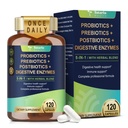 Totaria 5-in-1 60 miljardia PMY Probiootti Prebiootti & Postbiootti naisille & miehille, w/ digestiivinen Entsyymit, lipevä jalko, Daily Complete Gut Health, Ruoansulatus & Immuuni tuki, 4 kuukauden tarjonta, Vegan