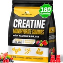 (180 Count) Creatiini Monohydraatti Gummies for Men & Naiset - Creatiini Pre Treout Gummies for Muscle Builder, Lihasvoima, elpyminen, Endurance, energia, Creatiini naisten ja miesten, Vegan, Mixed Berry