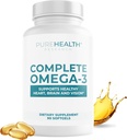 PUREHEALTH TUTKIMUS Täydellinen Omega 3 Fish Oil Softgels - Omega-3 rasvahappo täydentää- EPA DHA täydentää - ei-GMO- 90 pehmeä geelit