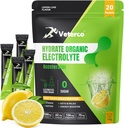 Kosteus Elektrolyyttijauhe, Elektrolyyttijuoma, nesteytyksen lisäravinteet juomasekoitus, hydraatiopakkaukset vitamiini- ja kivennäisaineilla, Keto Friendly, Vegan, ei-GMO, Ei sokeria, sitruunamaku (20 tikkua)