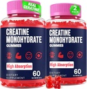Kreatiini Monohydraatti Gummies for Women & Men, Tauriini & B6, pureskeltava Creatina Pre Treout Gummies for Max Strength & Muscle Growth, Energy, Endurance, Creatiini miesten & naisten - 2 pullot