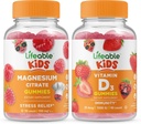 Elinkelpoinen Magnesium lapset + D-vitamiinin lapset, Gummies Bundle - Suuri Maku, vitamiini täydentää, Gluteeniton, GMO vapaa, purukumi