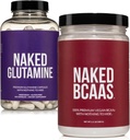 NAKED Mauttomat BCAAs 100 Sevings + Pure L-Glutamiini 240 Kapselit Bundle: Ei-GMO, Gluteeniton, Lihas Recovery, mitään tekonurmella