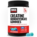 Force Factor Kreatiini Monohydraatti Gummies, NSF Certified, 5g annos miehille ja naisille tukea lihas, vahvuus, elpyminen, kognitiivinen terveys & muisti, Pakkaus Toukokuu Vary, Sininen Vadelma, 150 Gummy