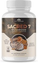 Naturealm Sacred 7 Organic Mushroom Powder for Coffee - Premium Sieni Supplement Blend with Lions Mane, Reishi, Chaga - USDA Organic Daily Wellness Blend (120 Count (Pack of 1), Sacred 7)