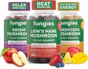 Sienet Sieni Gummy 3-Pack Bundle, Leijonan mane, Cordyceps & Reishi Gummies aikuisille - Sieni Gumies tukee aivojen terveys, Gut Health, energia & Daily Wellness - 180